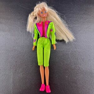 Vintage 1993 Mattel Articulated Bicycling Barbie Doll - Missing Shirt